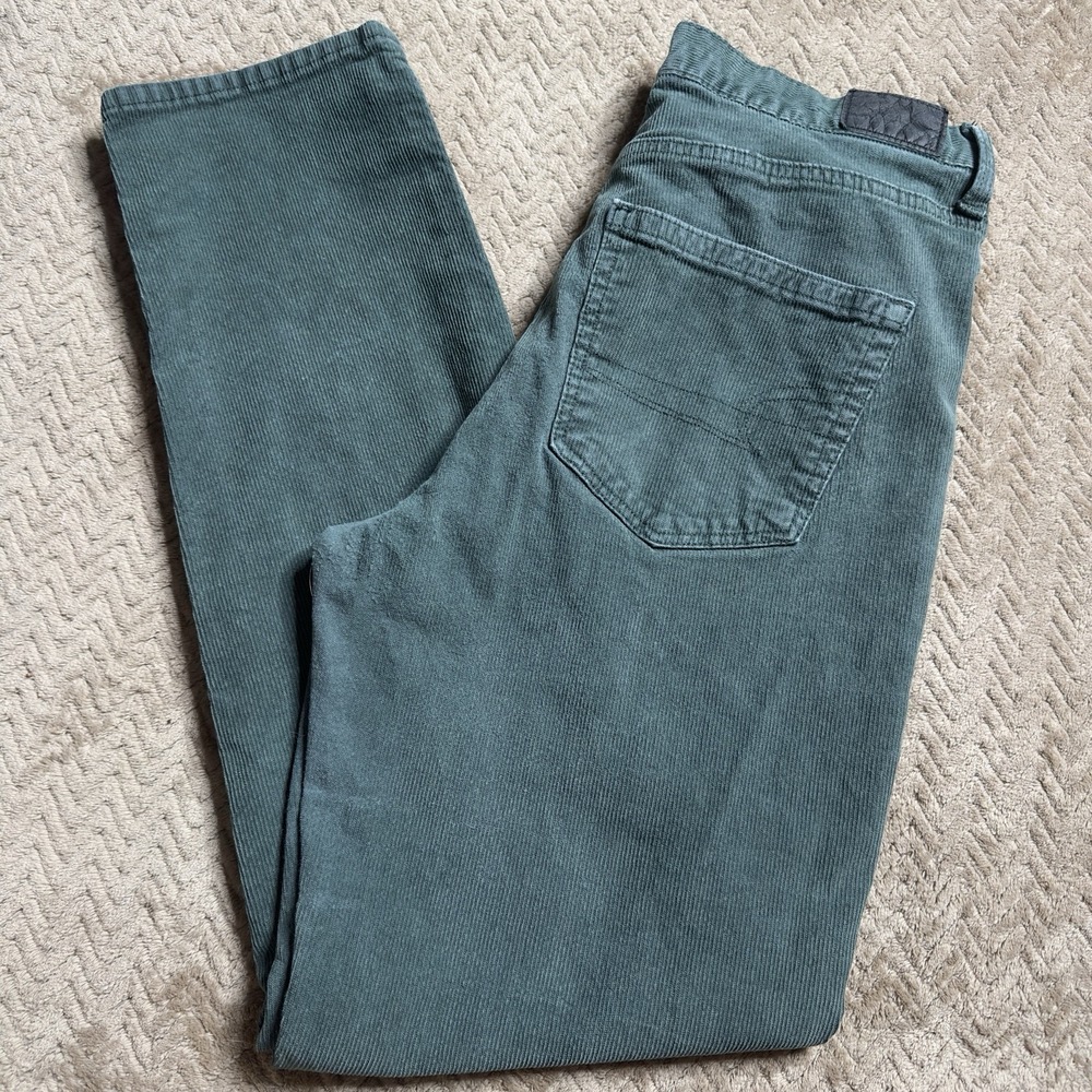American Eagle Jeans Women 4 Green Mom Jean Straight High Rise Corduroy Stretch